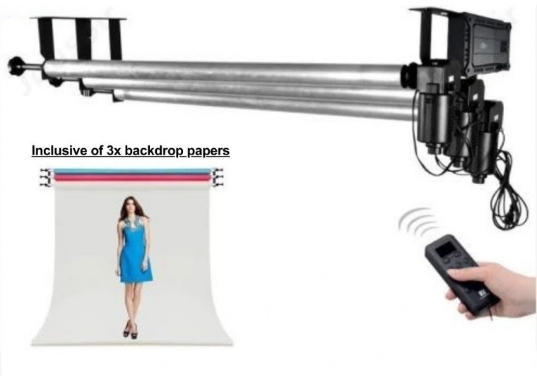 Brilliant CN-3RES Motorized Wall and Ceiling Mount Backdrop Roller System + 2.7x10m Backdrop Paper Bundle