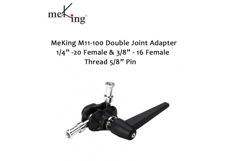 MeKing M11-100 Double Joint Adapter 1/4” - 20 Female & 3/8” - 16 Female Thread 5/8” Pin